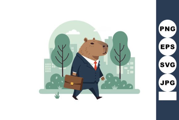 Business Bear Walking with Briefcase