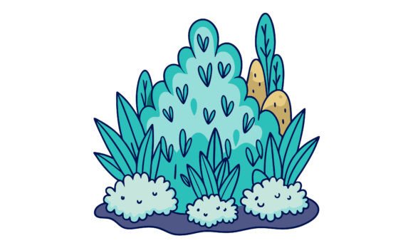 Cartoon Plants and Bushes Illustration for Crafts and Graphics