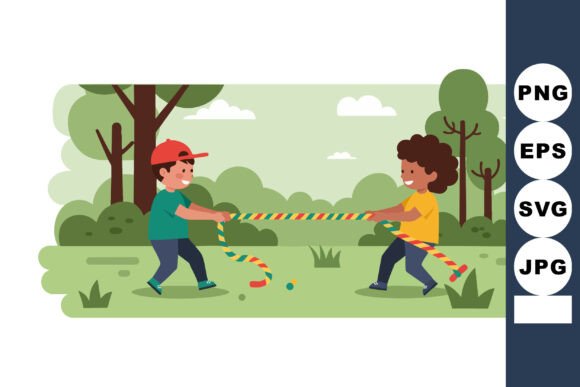 Children Playing Tug of War Outdoor Acti: Graphics for Playful Content