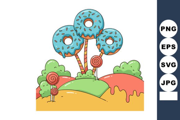 Colorful Sweet Donuts and Lollipops on W: Graphics for Joyful Illustrations