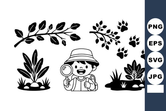 Cute Boy Explorer Silhouette Art for Crafts and Graphics