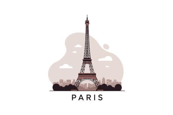 Eiffel Tower Landmark with Cityscape Sil