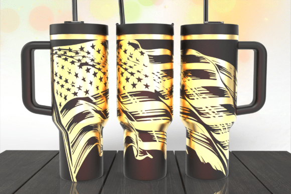 Father’s Day Tumbler Engraving USA Flag Graphics