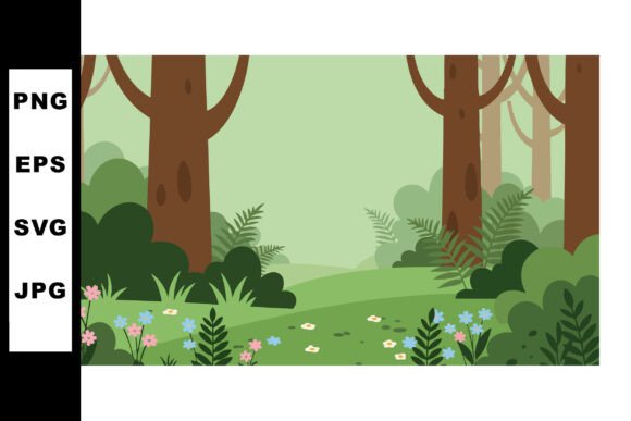 Forest Landscape with Green Trees and Co: A Versatile Graphic Design Asset