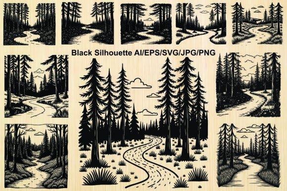 Forest Path Silhouette Vector Bundle for Branding and Marketing