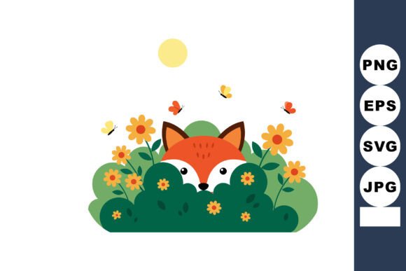 Fox Peeking Through Green Bushes with Ye - Playful Graphics for Branding