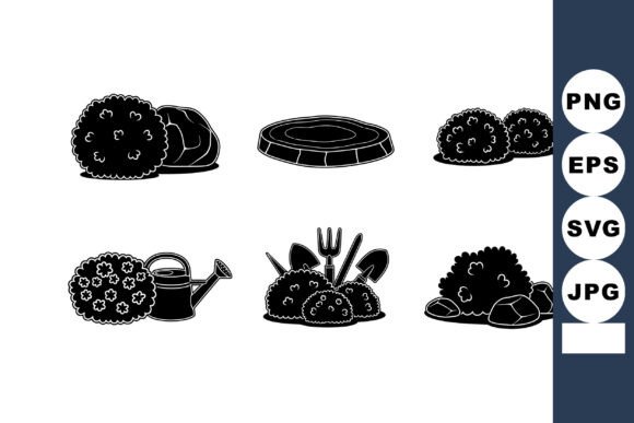 Garden Shrub and Bush Silhouettes Vector Review