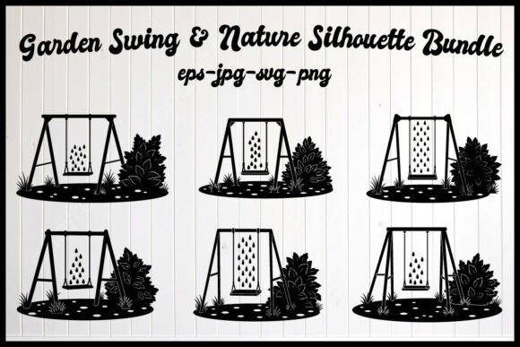 Garden Swing Nature Silhouette Bundle - Graphics for Handmade Creations