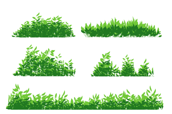Green Bush Set Svg, Png: Fresh Graphics for Brand Illustrations