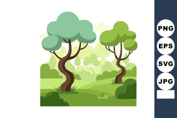 Green Trees Landscape Vector Illustratio: A Graphic Designer's Review