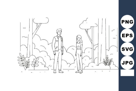 Reviewing Man and Woman Talking in Outdoor Park Wi