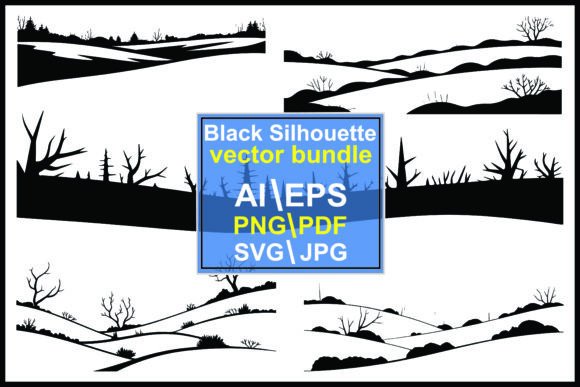 Silhouettes Landscape of Hills and Trees - A Versatile Graphic Asset