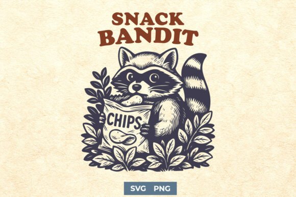 Snack Bandit SVG Cute Raccoon PNG for Crafts and Graphics