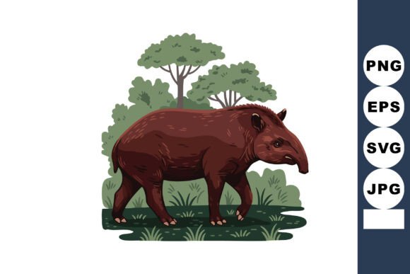 Tapir Animal in Forest Environment Vecto Graphics