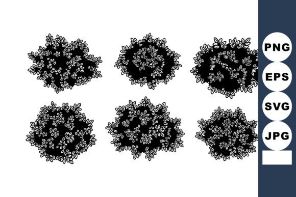 Top View Black Silhouette Bushes Vector for Crafting and Design
