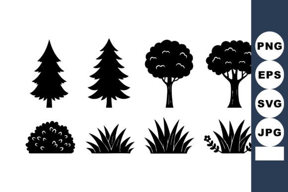 Tree and Bush Silhouette Collection with Graphics