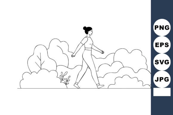 Woman Walking Outdoors Among Bushes Mini - A Versatile Graphic Asset