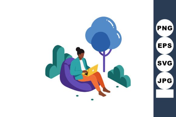 Woman Working on Laptop Outdoors Sitting Review